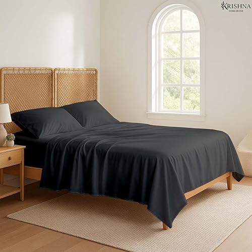 Miniatura 2 de KRISHNA Juego de sábanas prémium de 4 piezas para caravana de 42 x 80 pulgadas, 100% microfibra suave, transpirable, sábanas para campistas,