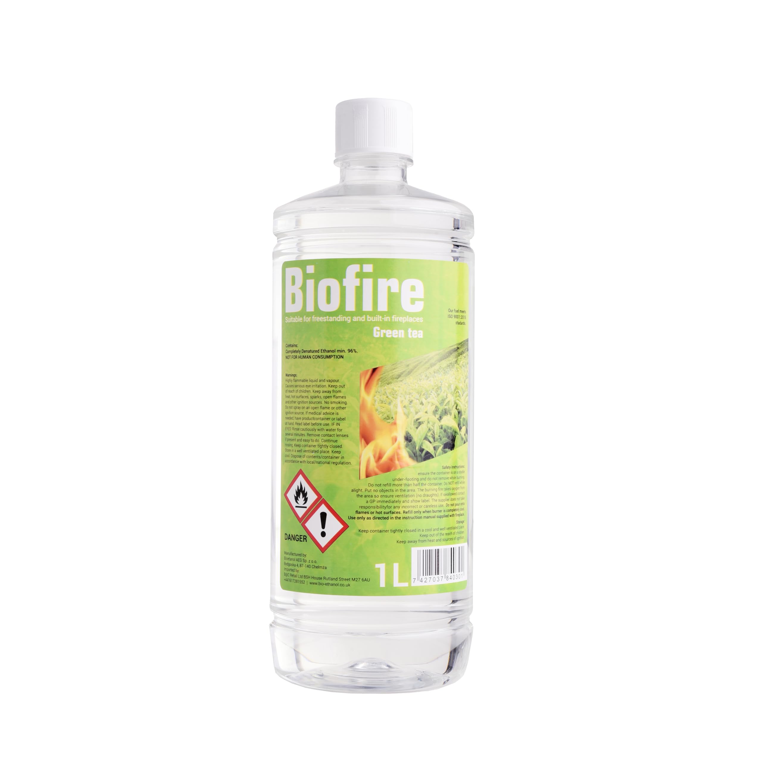 Bioethanol Scented liquid Fuel Eco Line Premium Grade Quality, Clean Burn 1L Containers (Green Tea, 6L)
