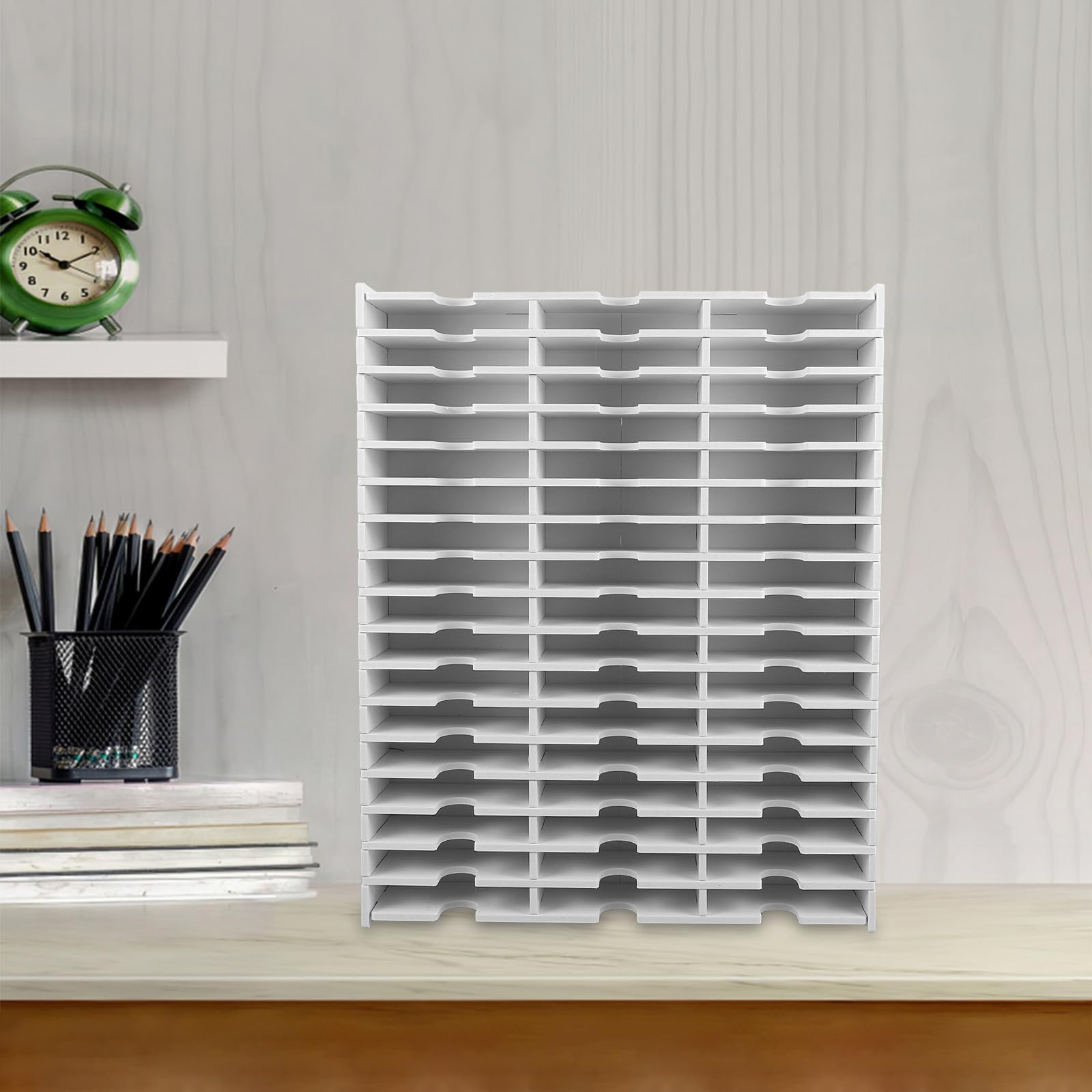 YARNOW Elegante Pvc Aufbewahrungsbox mit 51 Fächern für Stempelkissen und Kartenorganisator Robust und Leicht Tragbar für Schreibtisch und Büroorganisation