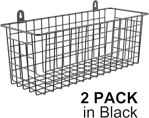 Miniatura 7 de MaraFansie Extra grande Cesta de alambre para colgar en la pared, paquete de 2, cesta de almacenamiento para gabinete, estantes montados en la
