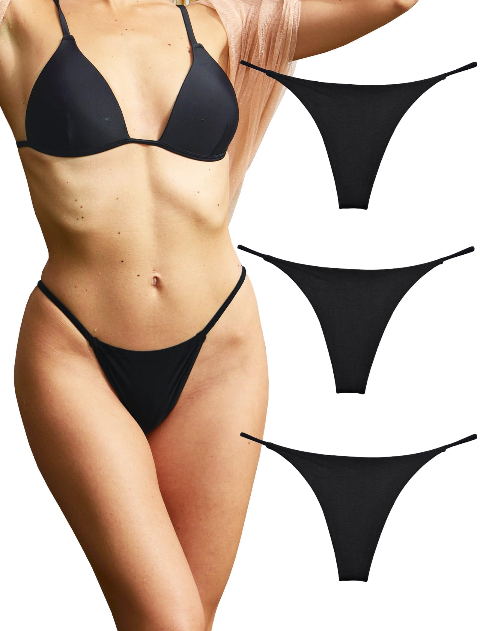 KUKU PANDA Perizoma da Donna Sexy Hot Filo Tanga Mutande in Cotone Senza Cuciture Intimo Pacco da 3 Slip