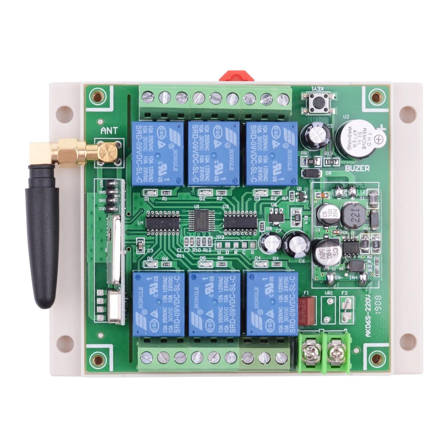 Sistema de interruptor remoto de 6 canales 433 MHz, receptor inalámbrico, alcance de 300 m, CC 12 V-36 V, para puertas de persianas, garaje, puertas eléctricas, ventanas, polipastos de