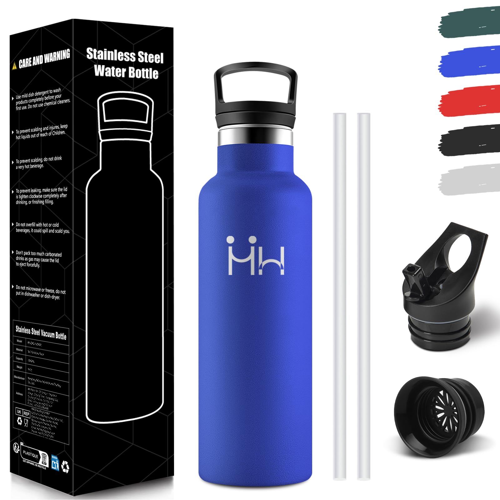 HoneyHolly Borraccia Termica Bambini 500ML, Senza BPA, Bottiglia Termica, Acciaio Inossidabile 18/8, Borraccia Con Cannuccia, A Prova Di Perdite, Borracce Per Scuola, Sport, Ufficio