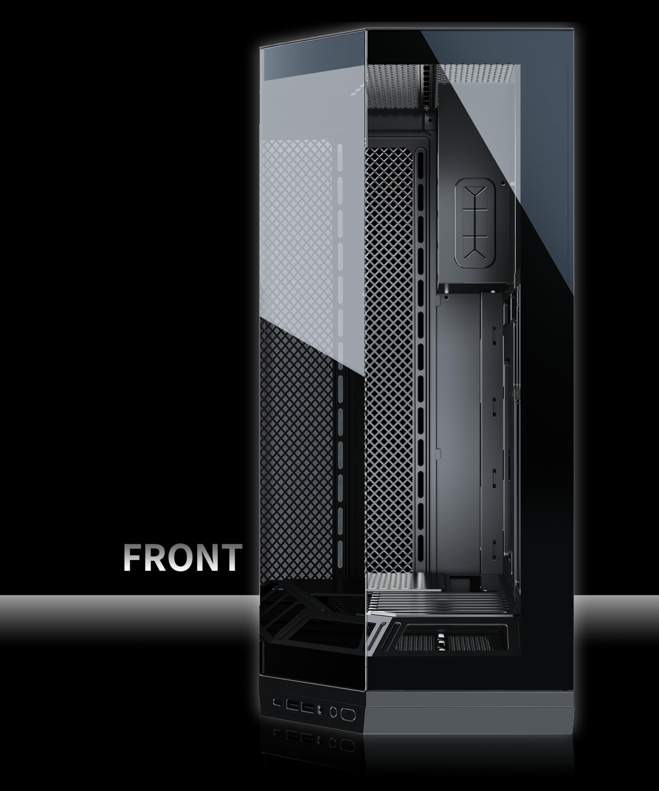 MUSETEX Torre Media ATX para PC Gaming, con Montaje Vertical para GPU, 5 Ventiladores ARGB PWM Preinstalados, Soporte para Radiador de 360 mm, Negro (GR3)