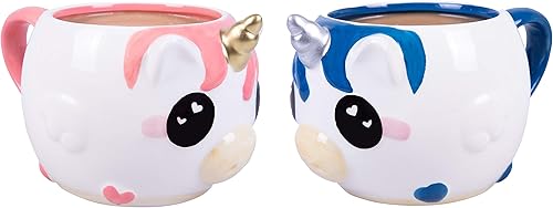 Seven20 Taza de café de unicornio rosa, bonita taza de cerámica de unicornio, gran regalo para niños y adultos