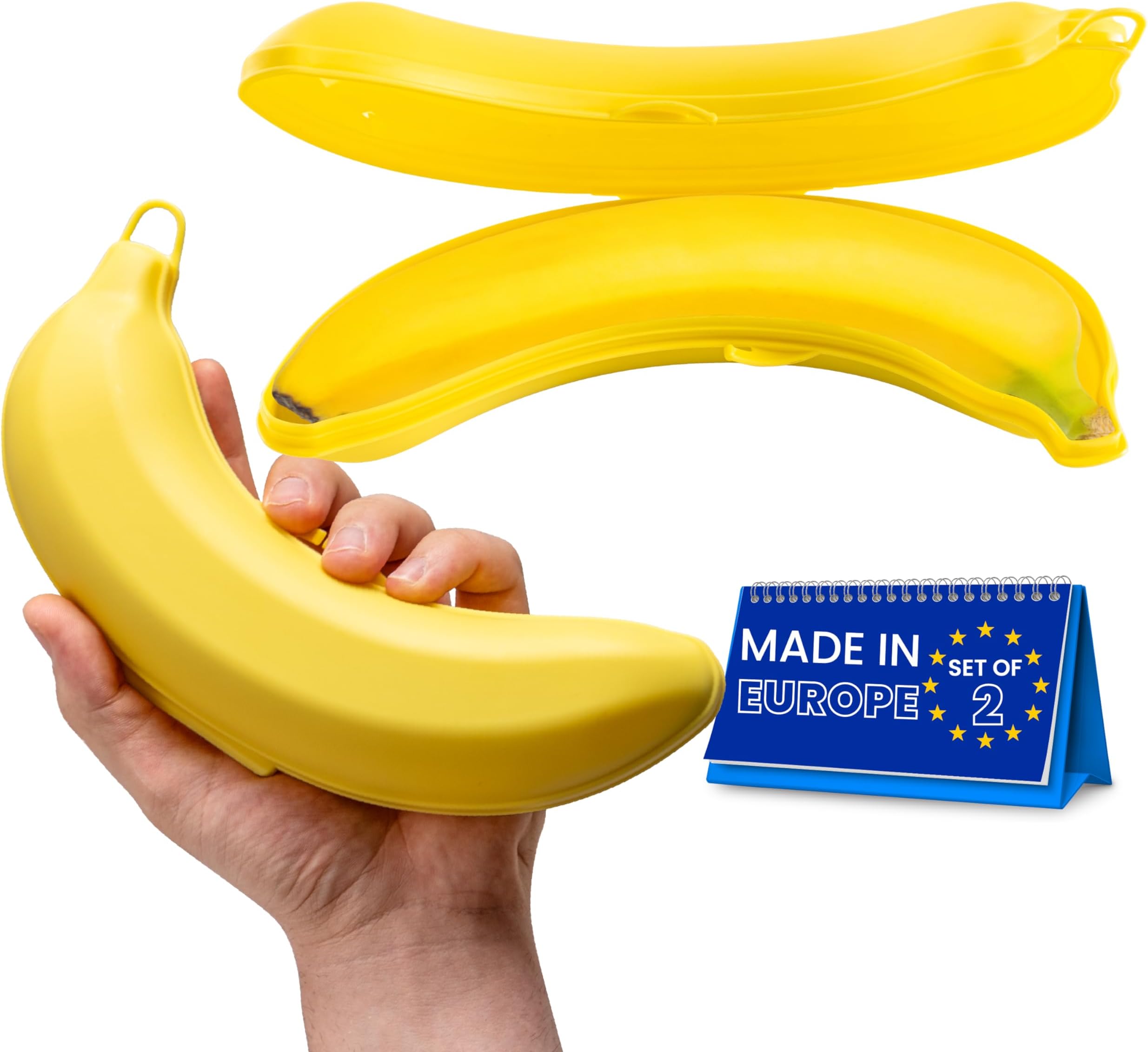 Banana Box Set of 2 - Yellow Banana Container Large Banana Box Storage Box for BPA-Free Banana Tin