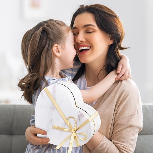 Miniatura 6 de Kosiz 12 cajas de flores de corazón de mármol, cajas de regalo para el día de la madre con tapas para arreglos, cajas de regalo florales para