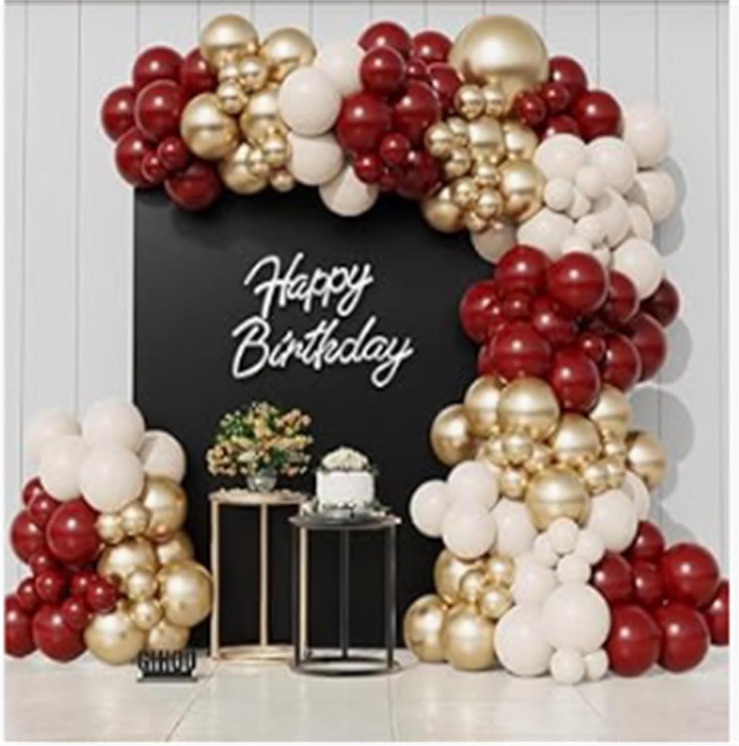 148Pcs Burgundy Balloon Garland Wedding Party Decorations Burgundy Sand White Metallic Gold Balloon Wedding Balloon Garland for Maroon Wedding Valentines Day Baby Shower Birthday Party Decoration