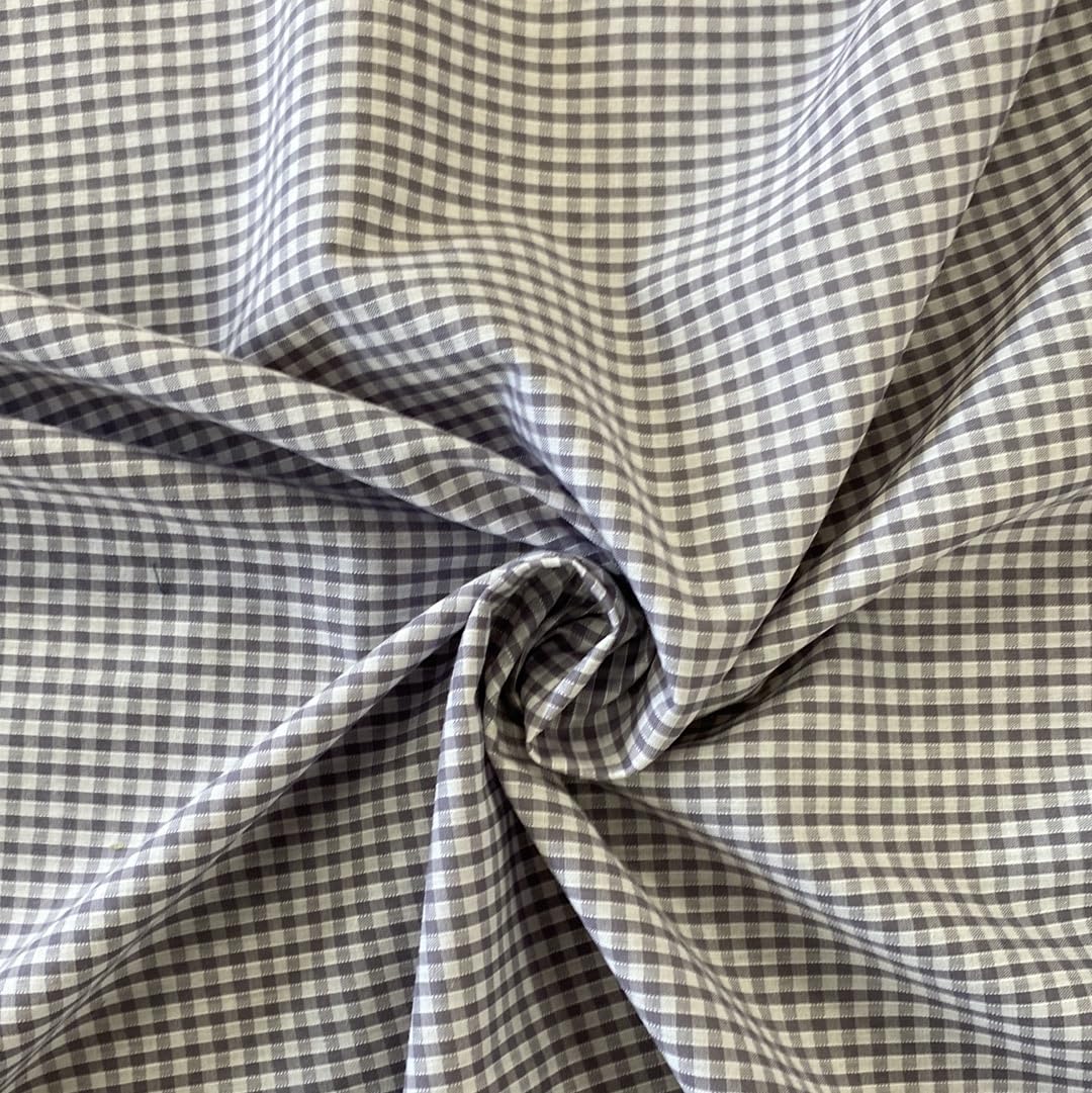 Kayes Textiles Grey Premium Quality Polycotton 1/8'' Gingham Fabric, Variety Of Colours, Perfect For Sewing, Dressmaking, Crafts, Costumewear, Sold By The Metre (Grey)