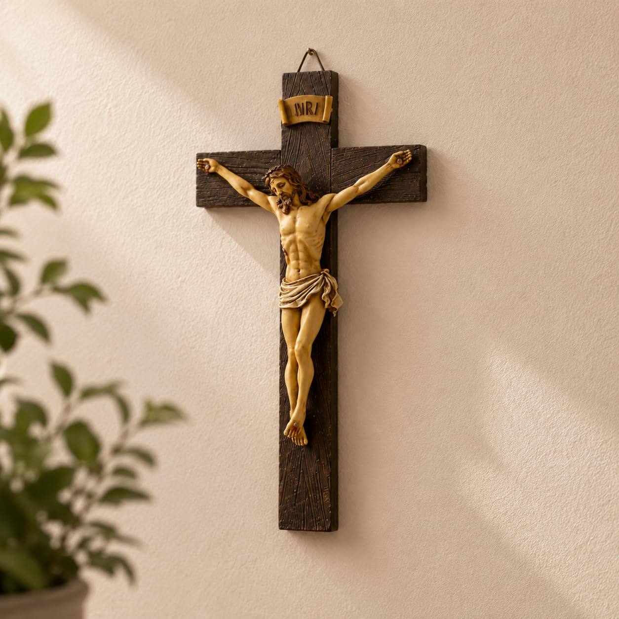 DurableDelights Catholic Crucifix Wall Cross 9.65” – Jesus on Cross Resin Wall Hanging, Christian Religious Wall Decor for Home, Church, Prayer Room, Faith Gift