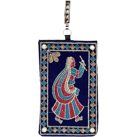 Kuber Industries Embroided Velvet Mobile Cover with Sari Hook (Multicolor)