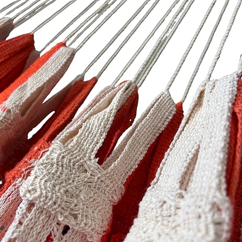 Miniatura 5 de Hamaca Maya tejida a mano La Casa de La Hamaca - 100% algodón para uso en interiores y exteriores, artesanía artesanal prémium de México (naranja,