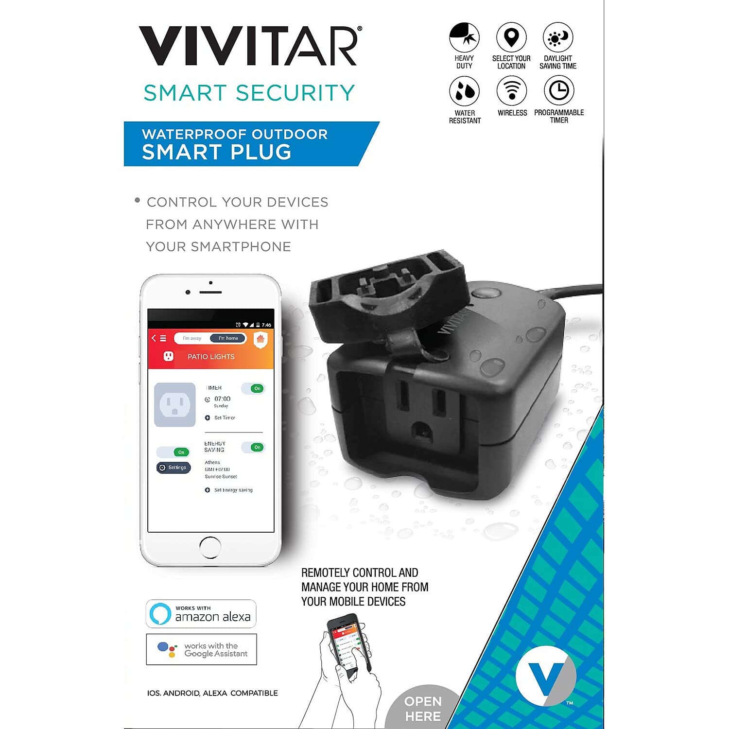 Vivitar Ha-1011 Outdoor Wi-Fi Outlet with Timers, Waterproof Outdoor Smart Plug 10Amp 3 Prong Outlet Built-in WiFi Set Multiple Timers Daylight Saving Time Controls On Smartphone, Black-image-21