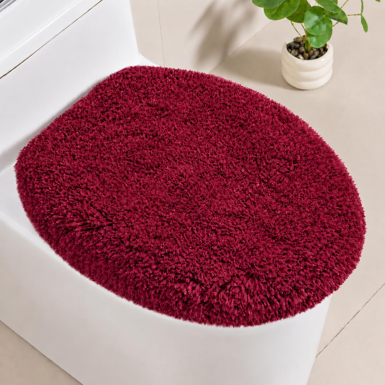 Microfiber Elongated Toilet Seat Cover, 19.5"x15" Machine Washable