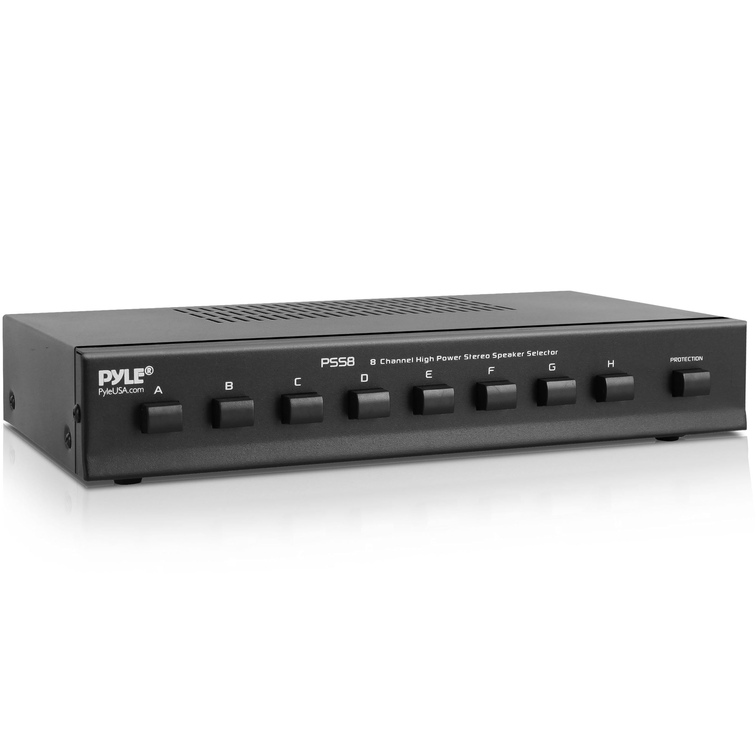 Pyle Sélecteur de Commutateur Audio 8 Zones, Boîtier de Distribution pour Amplificateur Stéréo Multi-Canaux Haute Puissance, Commutateurs A/B/C | 8 Paires de Haut-Parleurs PSS8