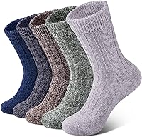 Loritta Women's Wool Crew Socks - Ultra Warm, Soft Winter Boot Socks for Hiking, Cabin Crew & Stocking Stuffers (5 Pairs)