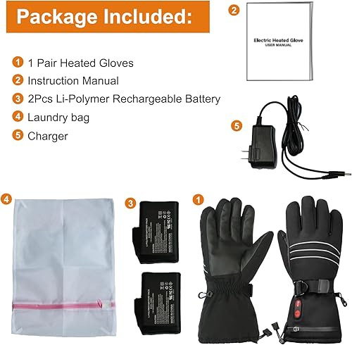 Miniatura 6 de Heated Gloves for Men Women - 7.4V 6400 mAh Battery Rechargeable Electric Heated Gloves Touchscreen Waterproof Hand Warmer Gloves for Winter Hiking
