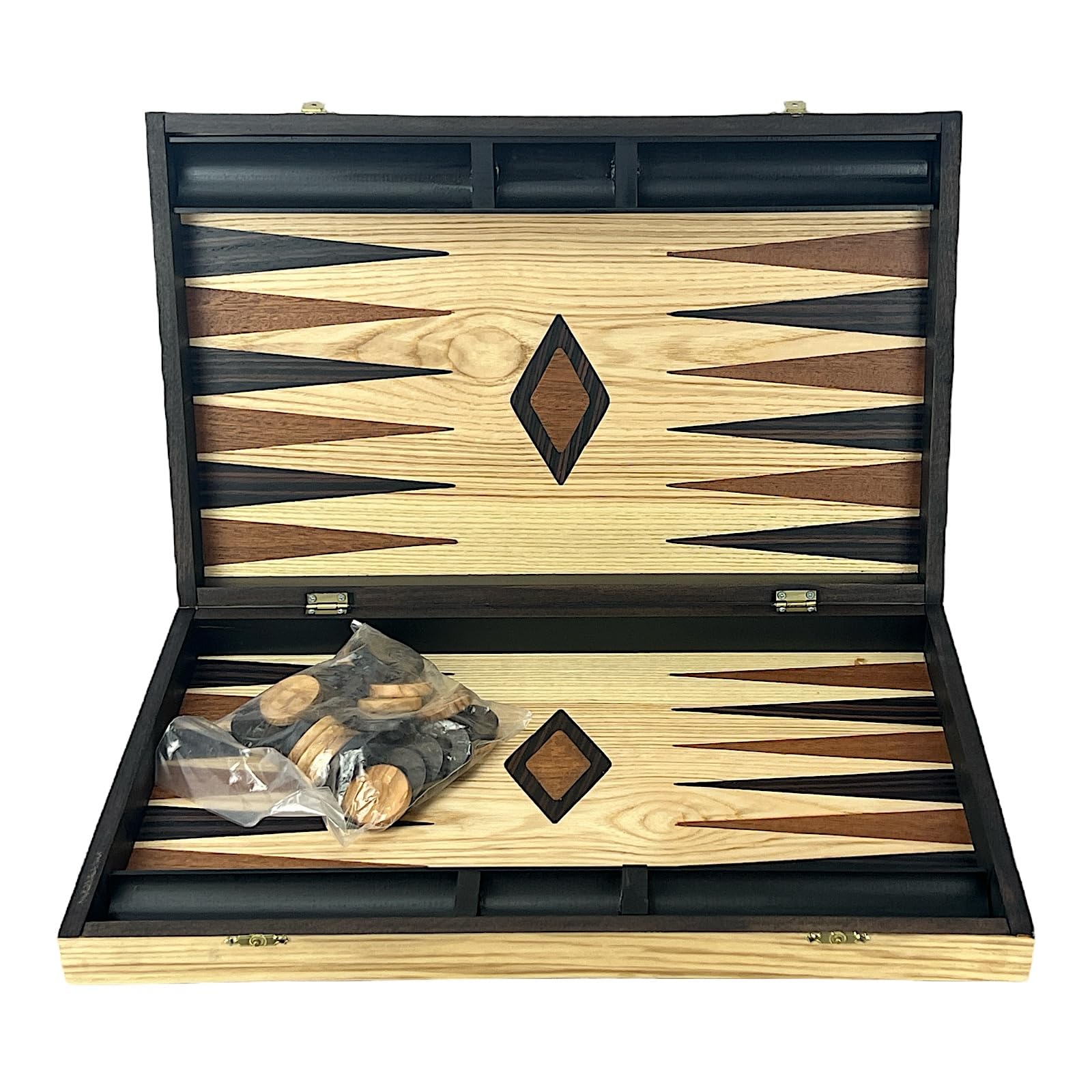 Generic Ensemble de backgammon grec authentique en bois d'olivier fait à la main pour 2 joueurs, à partir de 14 ans