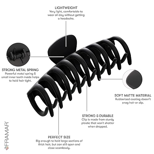 Miniatura 3 de FRAMAR Pinzas grandes para cabello grueso pinzas grandes para cabello grueso pinzas de pelo para niñas pinzas de pelo grandes para cabello fino