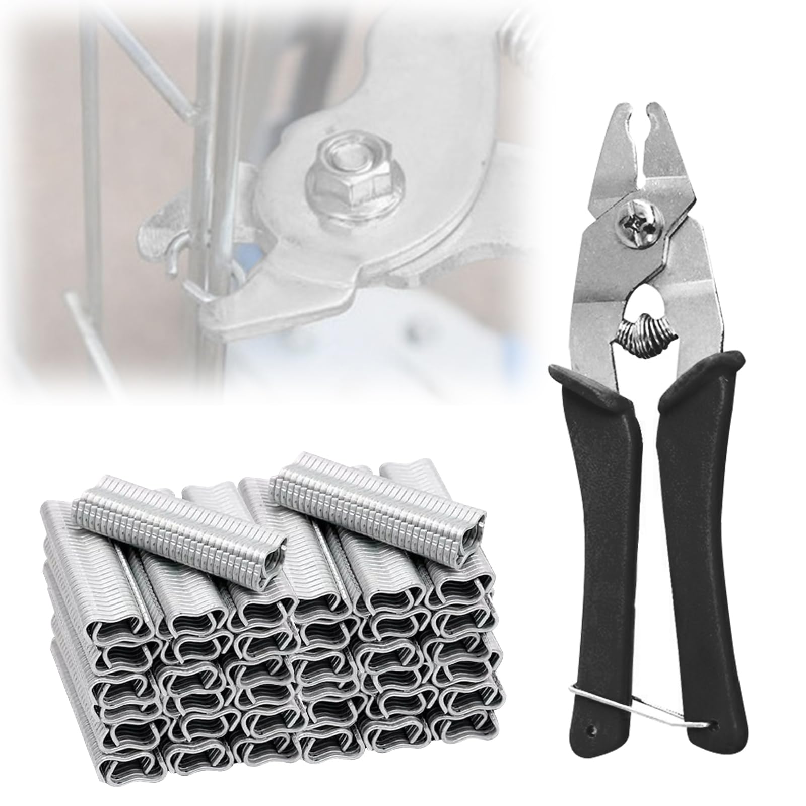 Pinza a clip per salsicce, con 1200 clip, pinza per il fissaggio del filo con 1200 clip per materassi auto, cuscini, divani, recinzioni, gabbie per animali domestici
