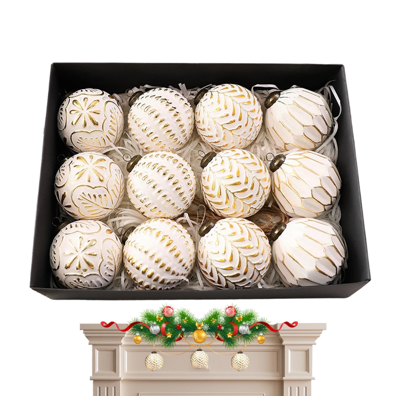 Bolas Navideñas Juego de 12 Colgantes Vintage de Invierno