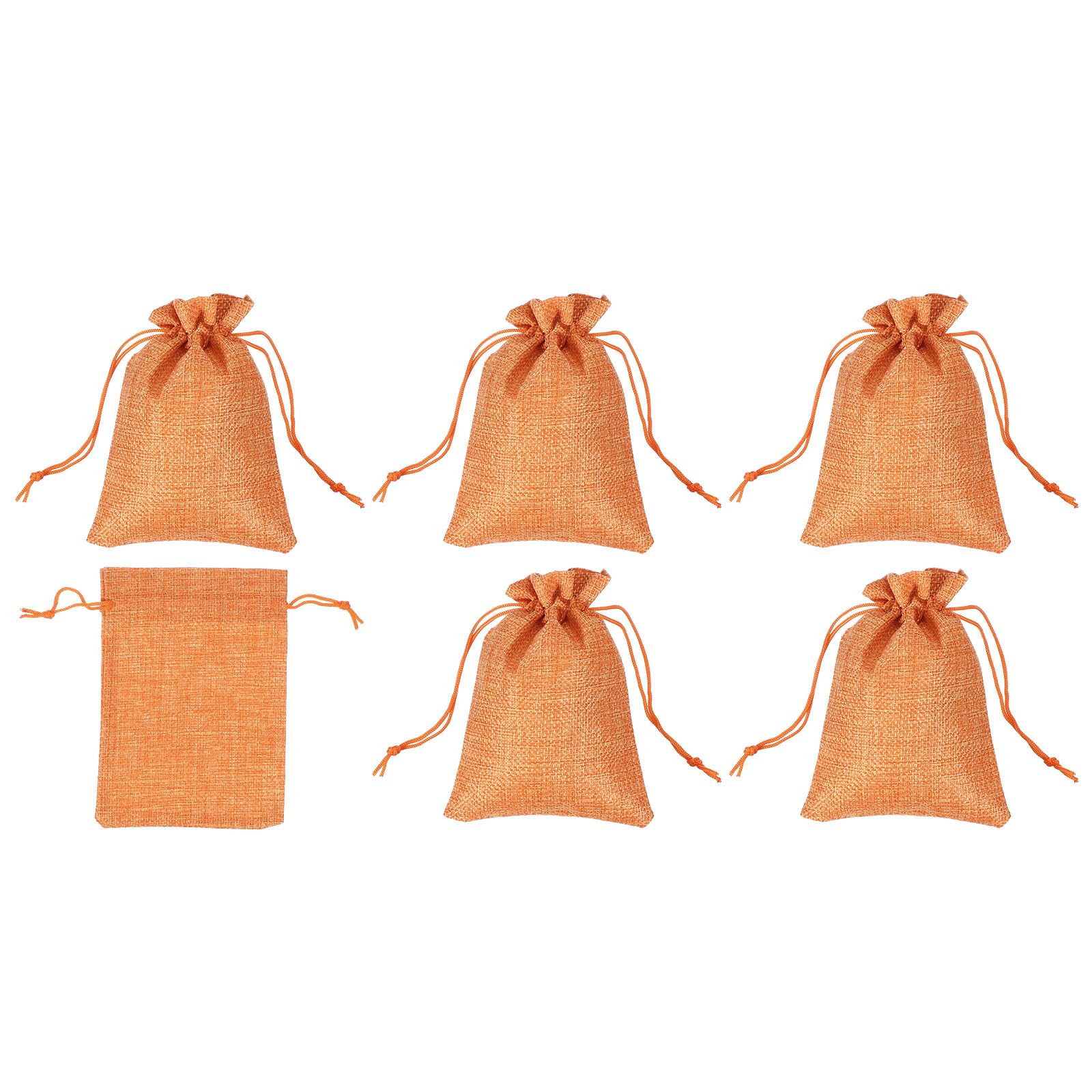 PATIKIL 6"x4" Coin Sacks Bag, 6Pcs Bank Deposit Change Transit Bags with Drawstring Canvas Gift Sacks, Orange