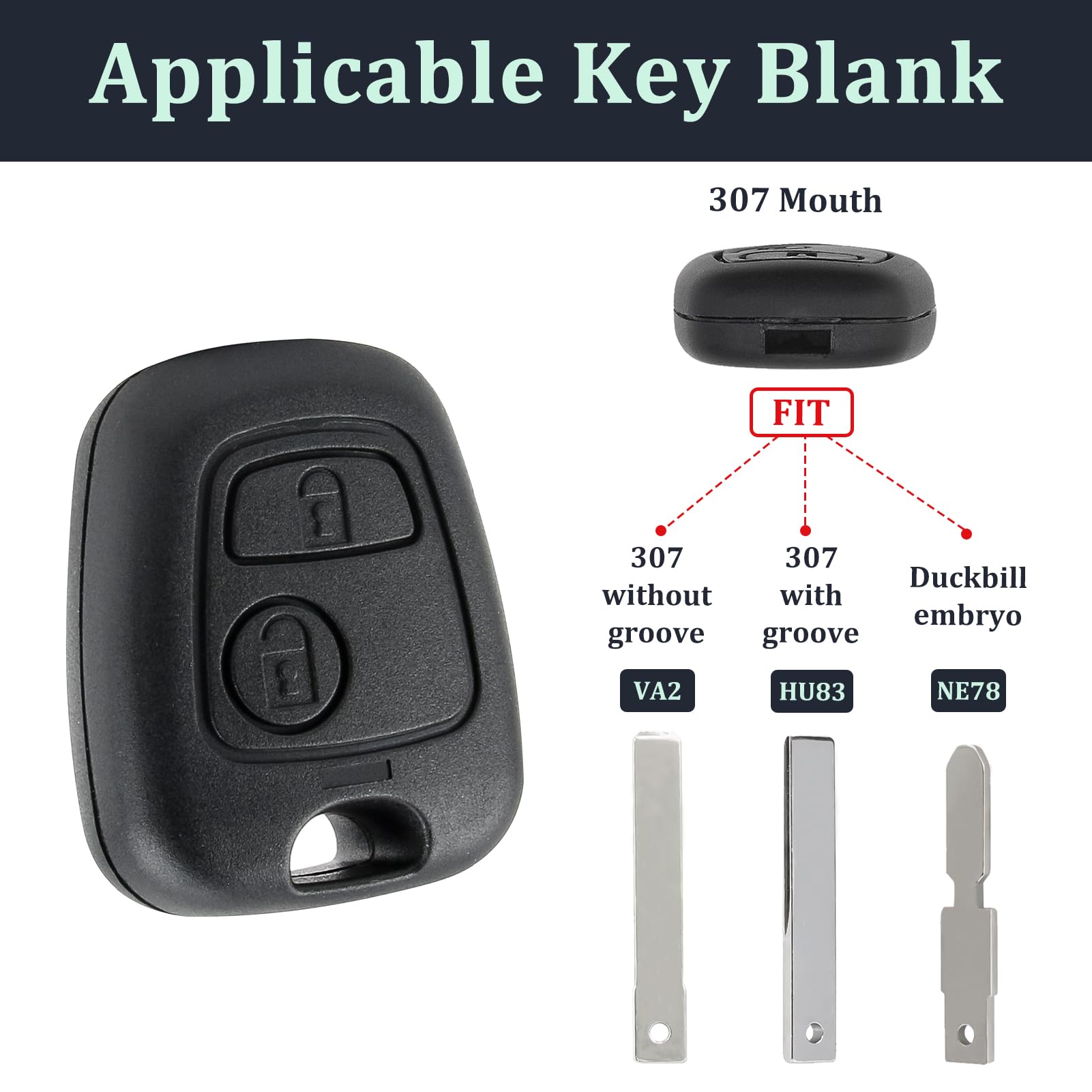 Peugeot - Guscio Chiave Elettronica A 2 Pulsanti Per Peugeot 107, 207 - Foto 8