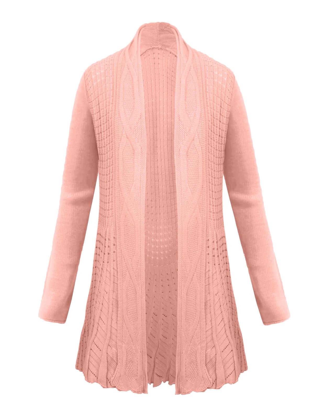 Top Vendor Women's Hot Pink Cable Knit Boyfriend Waterfall Granded Long Jumper Cardigan Top Plus Size[16-18,]