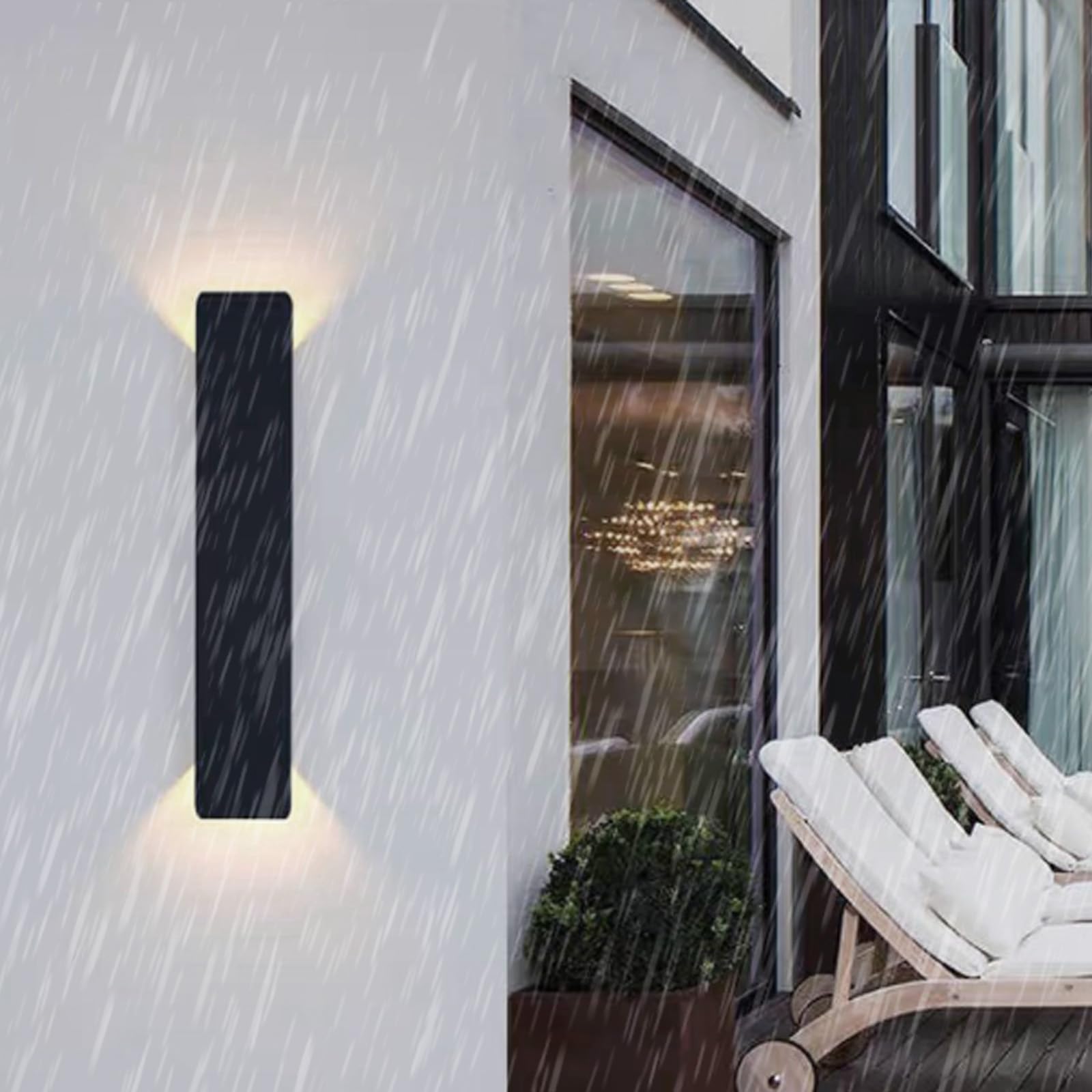 HELCEKOU LED Outdoor Wall Light Modern IP65 Waterproof Lamp Acrylic Aluminium Long Rectangular Sconce Industrial Minimalist Decorative for Garden Villa Corridor
