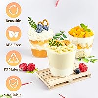 Vista 2 de TOFLEN Paquete de 50 Mini Tazas de Postre de 5 oz con Cucharas, Tazas para Pastel Redondas, Tazas de Servir para Fiestas para Parfait, Aperitivos