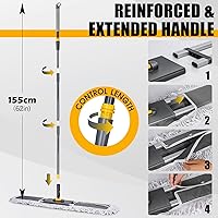 Vista 3 de 36" Commercial Dust Mops for Floor Cleaning, Masthome Professional Industrial Mop with 3 Pads, Heavy Duty Commercial Mop with 62'' Long Handle,Large