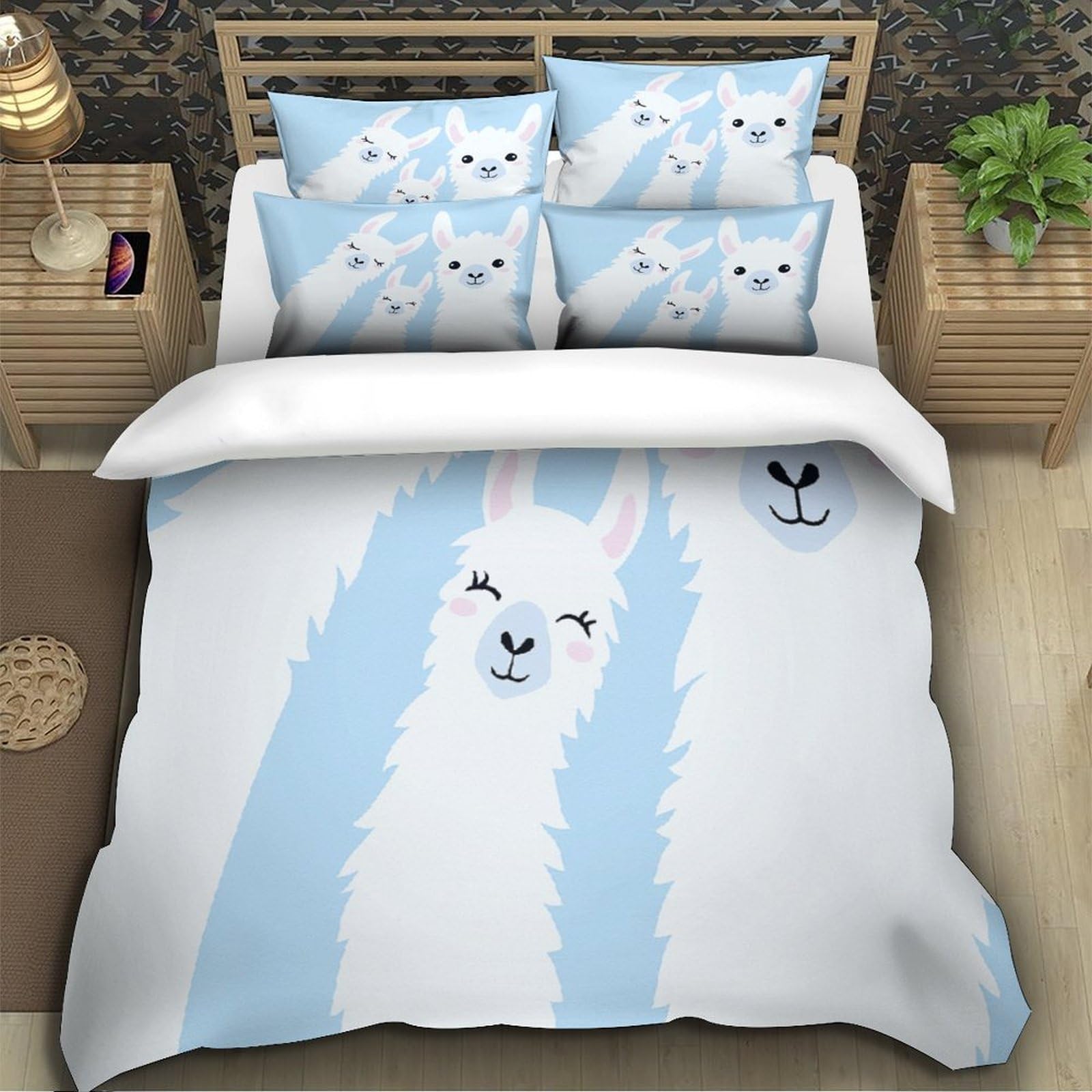 Süßes Koala-Pärchen Bettbezug Mikrofaser Reißverschluss Weich Schlafkomfort Bettdeckenbezug 3D Gedruckt 3 Teilig Hautfreundlich mit Kissenbezug Kuschelig for Kinder & Männer Super king（260x220cm）