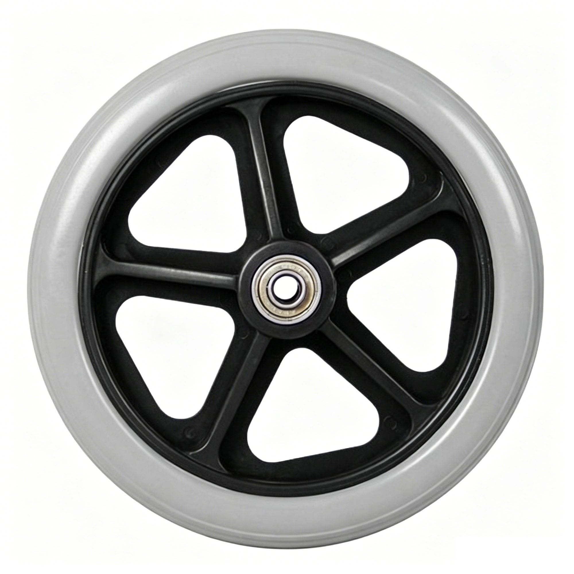 Genterun Grey Wheelchair Front Wheel, Solid Tire, With Bearing(Gray,7In)