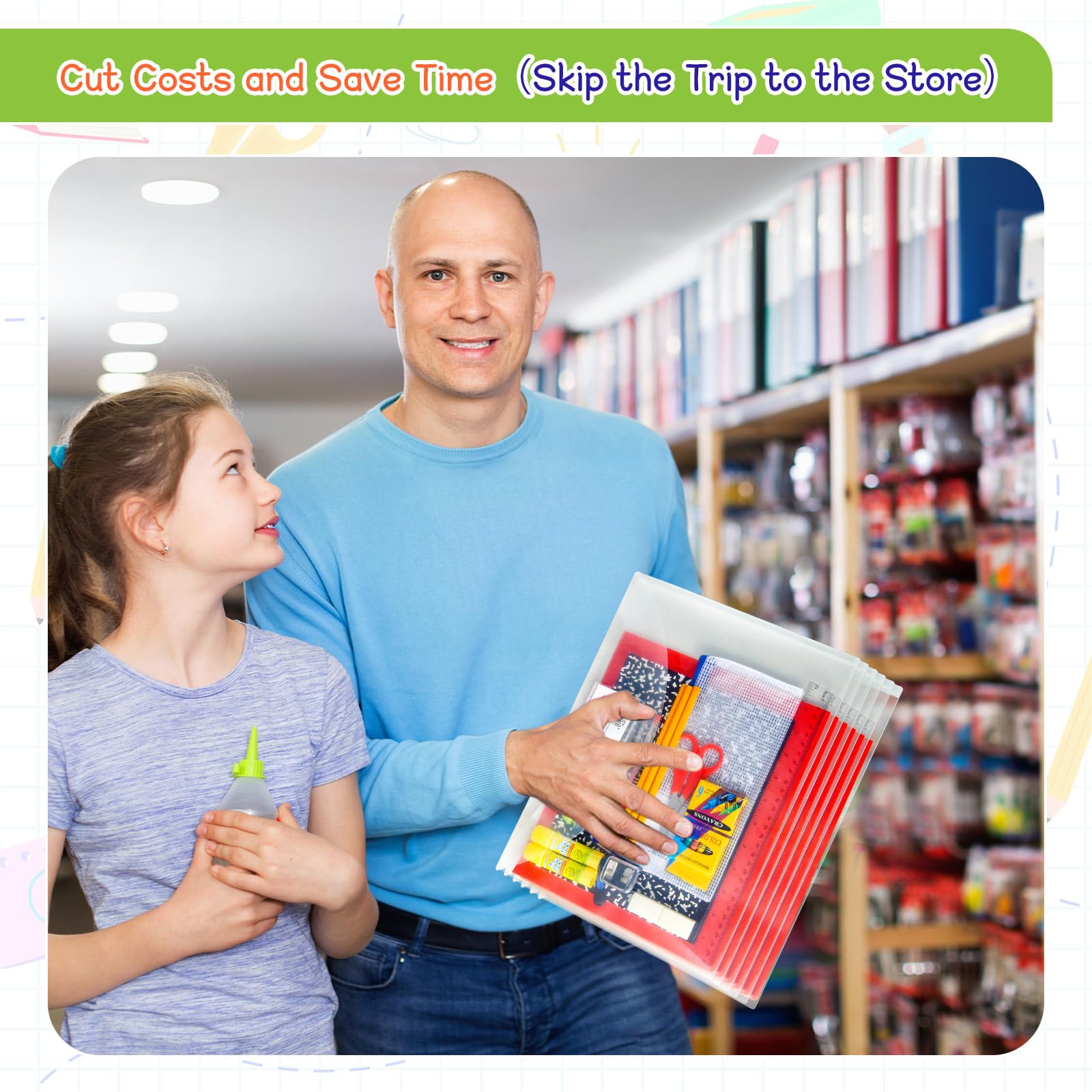AmazingSpark Lot de 6 kits de fournitures pour la rentrée scolaire pour les élèves de 7 à 12e année - Fournitures de rentrée scolaire comprenant dossier, surligneurs, crayons, cahiers, ciseaux et plus