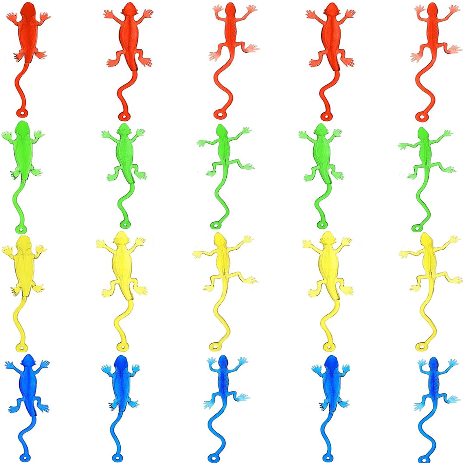 Apettoey 20PCS Stretchy Lizards Toys Rubbery Sticky Lizards Sticky Gecko Lizards Toys for Kids Halloween Christmas Party F...
