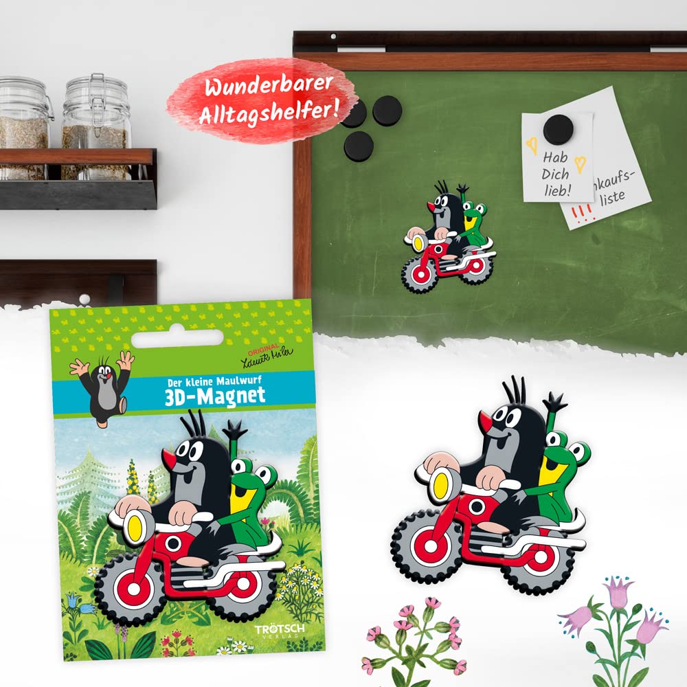 Trötsch Der kleine Maulwurf 3D-Magnet Motorrad: Magnet für Kühlschrank Whiteboards oder Büroschränke