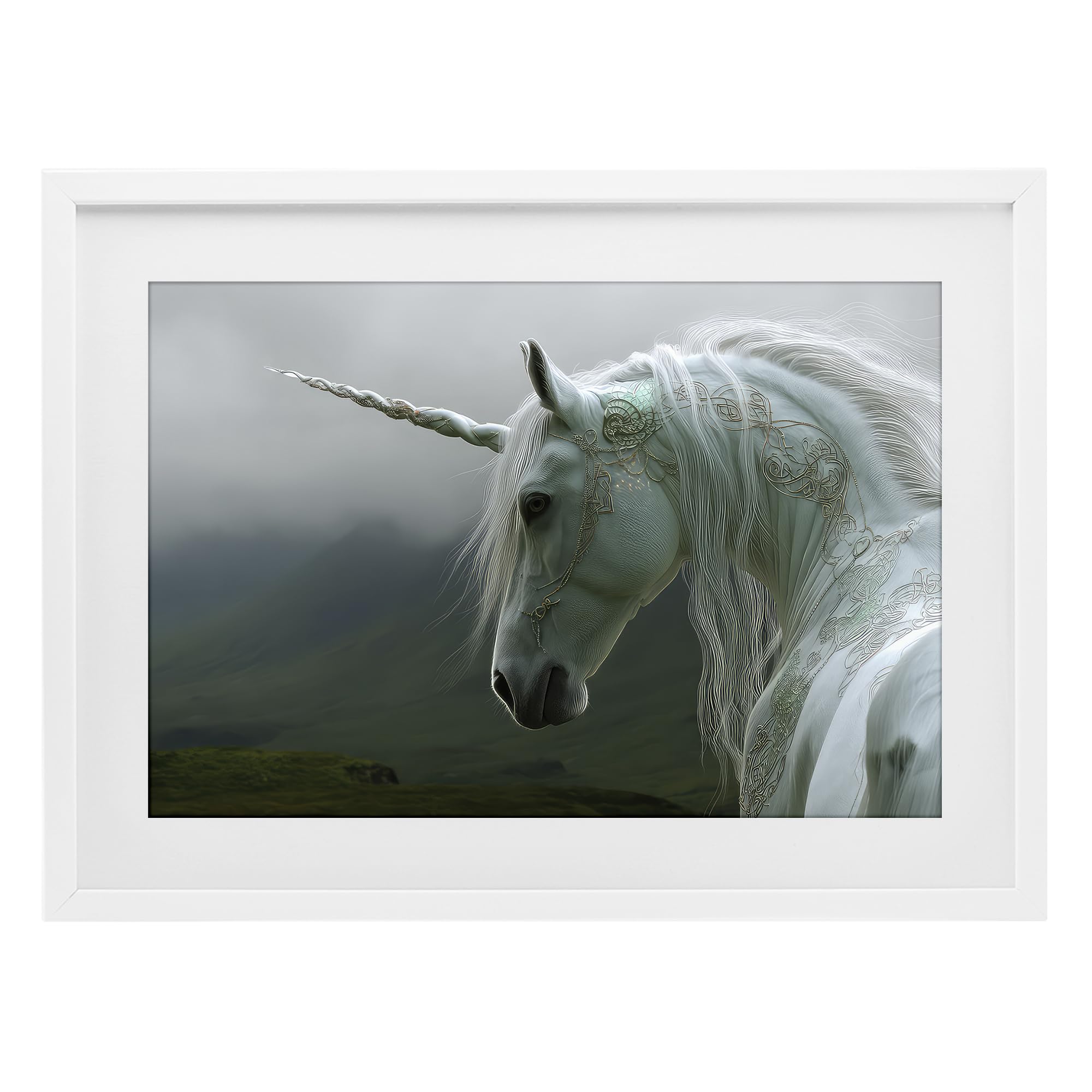 'Dreamy Celtic Unicorn'| Framed Print Under Glass