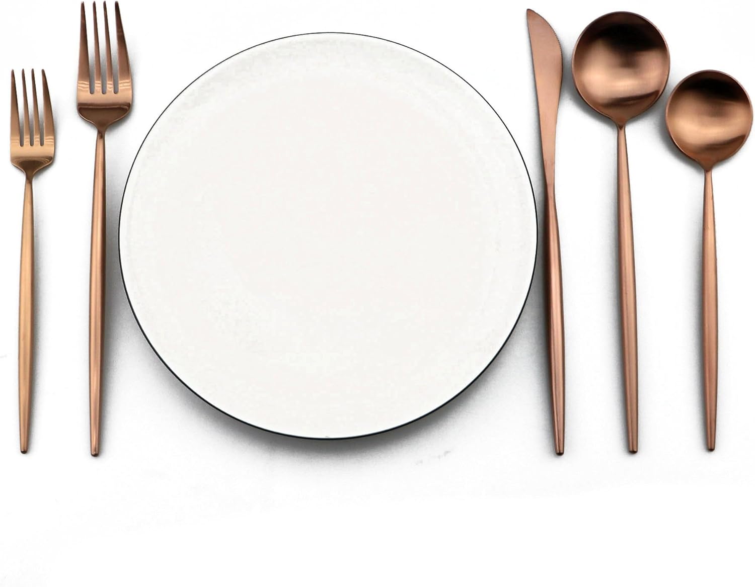 20-Pieces Rose Gold 18/10 Stainles Steel Flatware Set, Knife Fork Spoon Silverware Set Dinnerware Set Service for 4, Matte Finish, Dishwasher Safe