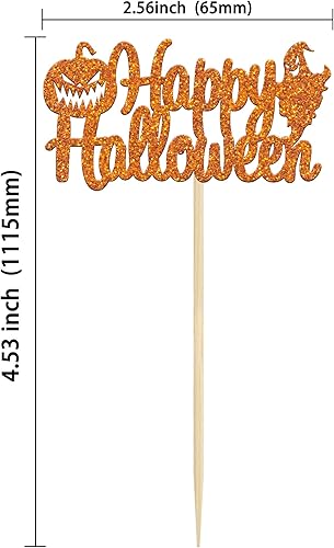 Miniatura 30 de Gyufise 24 adornos para cupcakes de Halloween con calabaza, fantasma, purpurina negra, decoraciones para cupcakes para niños, decoración de fiesta