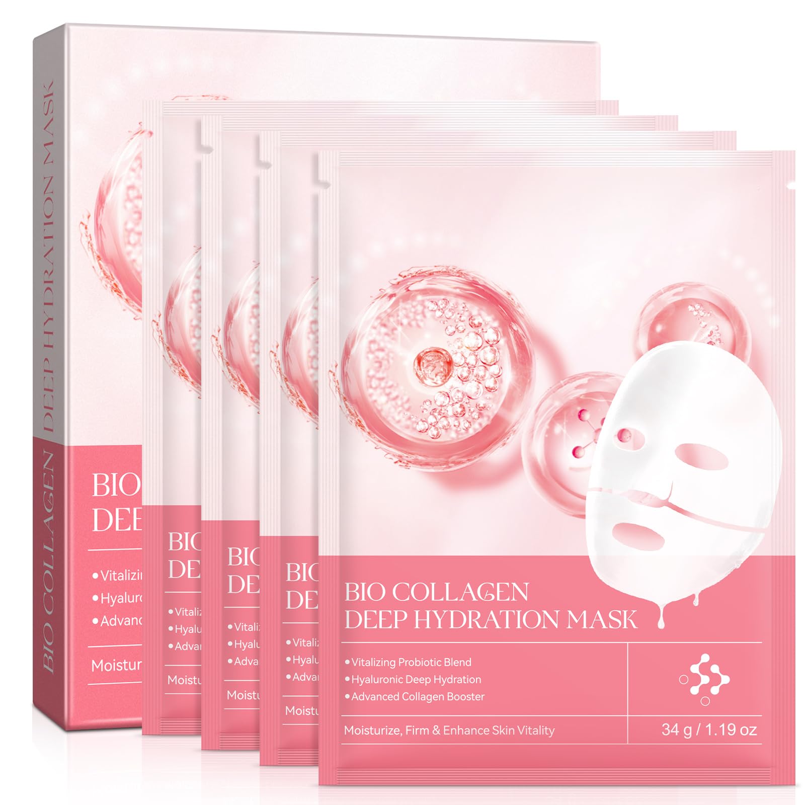 Collagen Face Mask Overnight,Collagen Deep Hydration Mask,Collagen Mask,Moisturize,Firm and Enhance Skin Vitality,4 Count