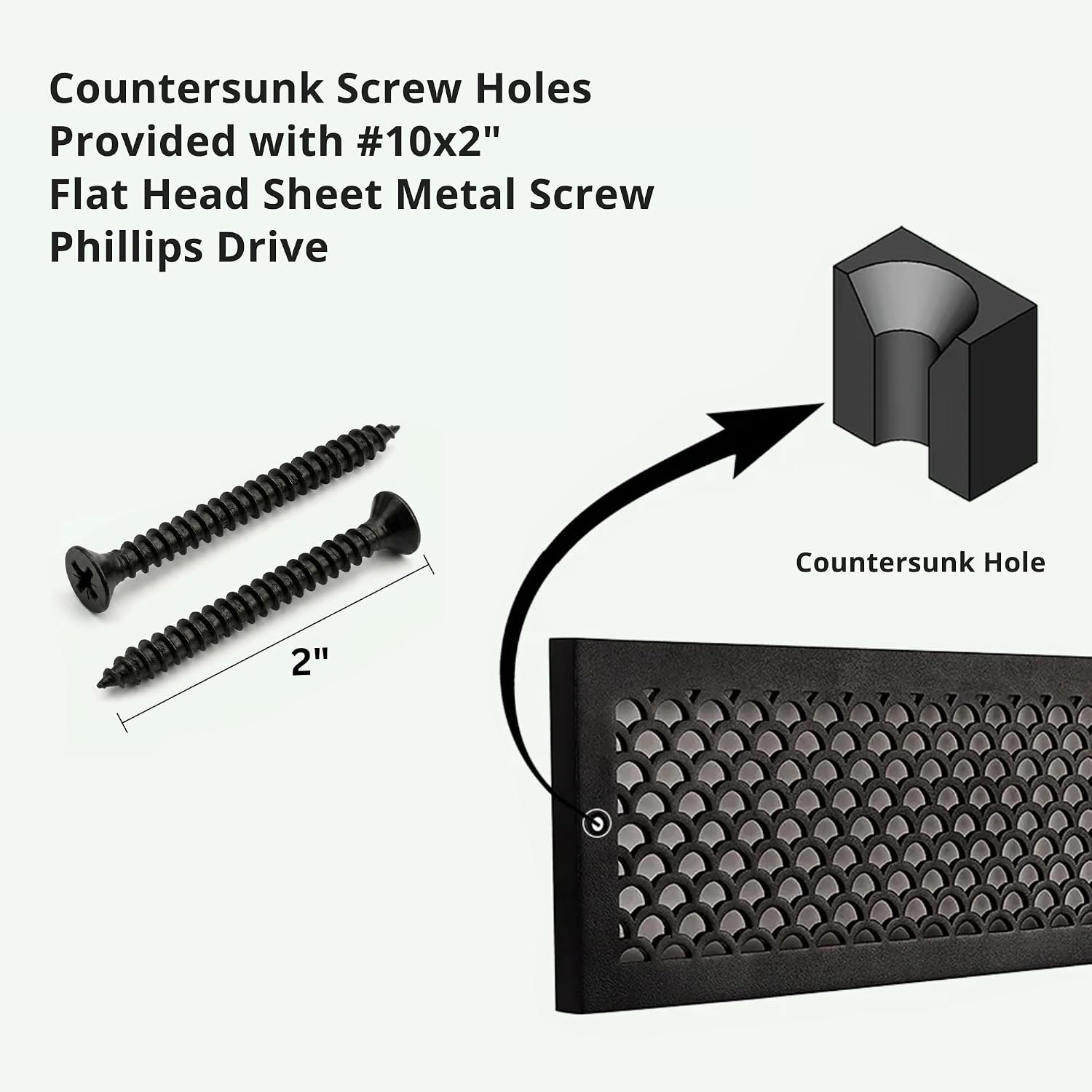 Scallop 6"x 12" Duct Opening Solid Cast Aluminum Baseboard Register Grill Vent Cover | Powder Coated| (Overall 8"x 14") for Wall-White with Screw Holes