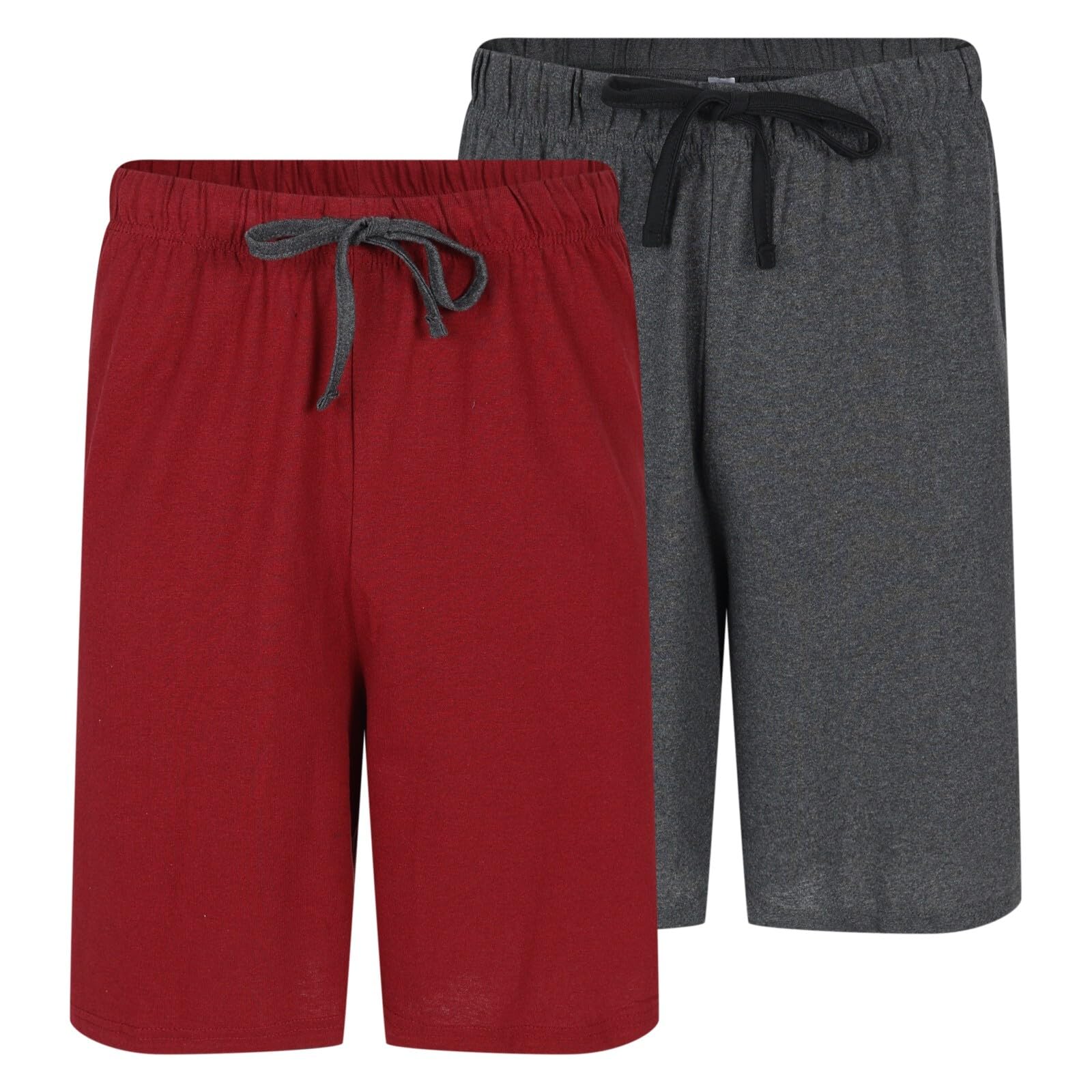 North East Men's 2Pk Shorts - Burgundy/Ash 2 Pack Pyjama Shorts Plus Size Sleep Pj Lounge Night Wear 3XL To 6XL New (6Xl- Bur/Ash)