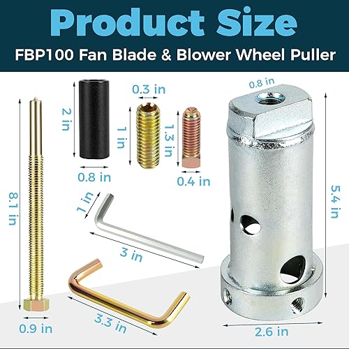 Miniatura 2 de Romalon Extractor de la rueda del ventilador de la cuchilla del ventilador FBP100 con acero resistente y eje central de acero de 58"