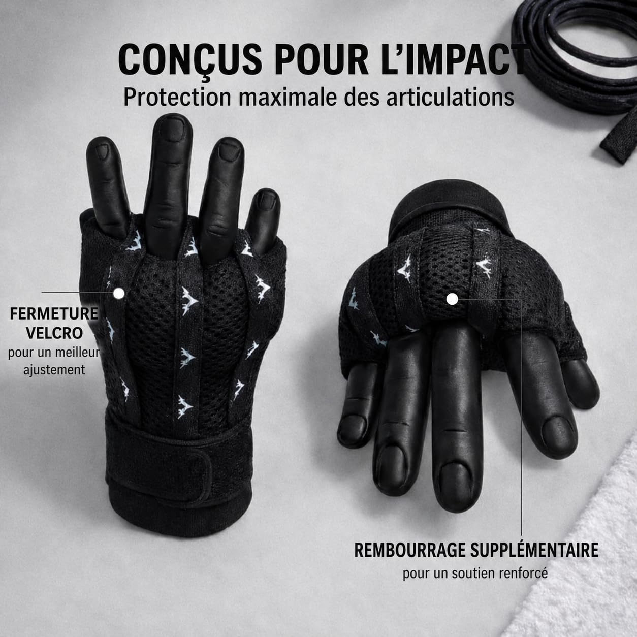 Bandage de Boxe Professionnel Ultra Rembourré avec Système d'enfilage Rapide