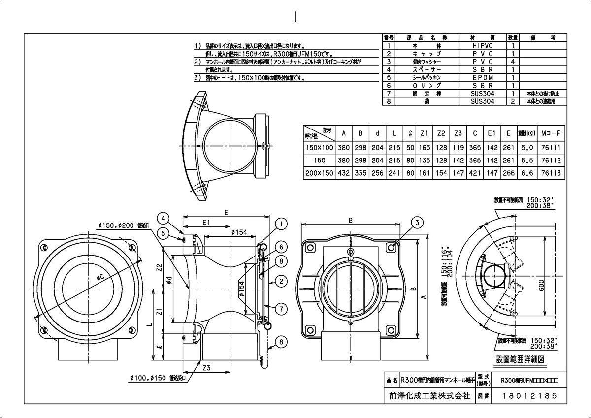 Amazon.co.jp: 下水道関連製品＞下水道継手＞ビニ内副管／マンホール 