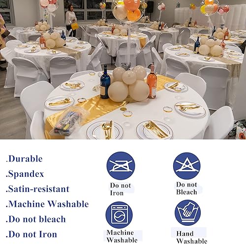Miniatura 4 de WWXBDY Paquete de 4 manteles redondos elásticos de 60 pulgadas, 5 pies, de elastano, para bodas, Halloween, Navidad
