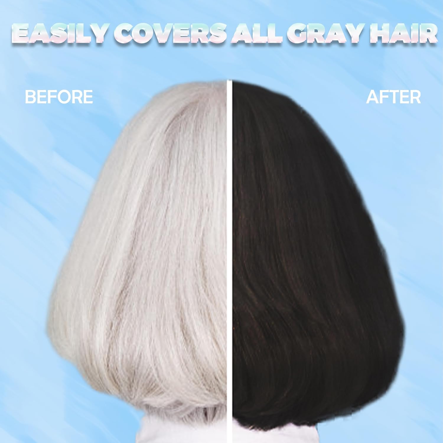 Black Hair Dye Shampoo 3 in 1 for Women & Men 100% Gray Hair Coverage Instant Hair Color Shampoo - Herbal Ingredients - For para canas mujer 17.6 Fl Oz (Black)