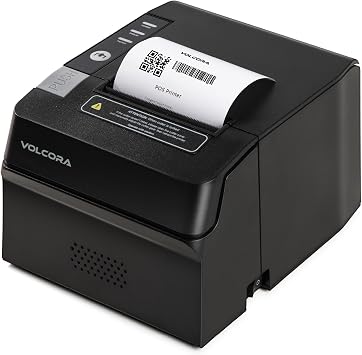 Volcora Thermal Receipt Printer, 80mm USB/Ethernet POS QR Code Printer with Auto Cutter for Cash Drawer/ESC/POS, Compatible with Android/Windows/Linux, Retailer, Restaurant Use, Wall Mount, Black