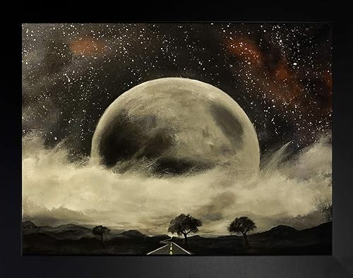 Ed Capeau Art Painting Reproduction - Pintura enmarcada con diseño de luna sobre la ruta 66