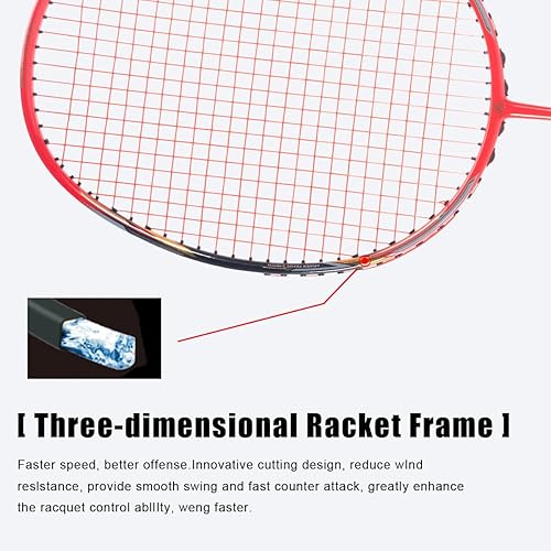 Miniatura 6 de ALP-188 Air 10U G5 - Juego de 2 raquetas de bádminton de fibra de carbono profesional súper ligeras para deportes al aire libre, incluye 1 bolsa de